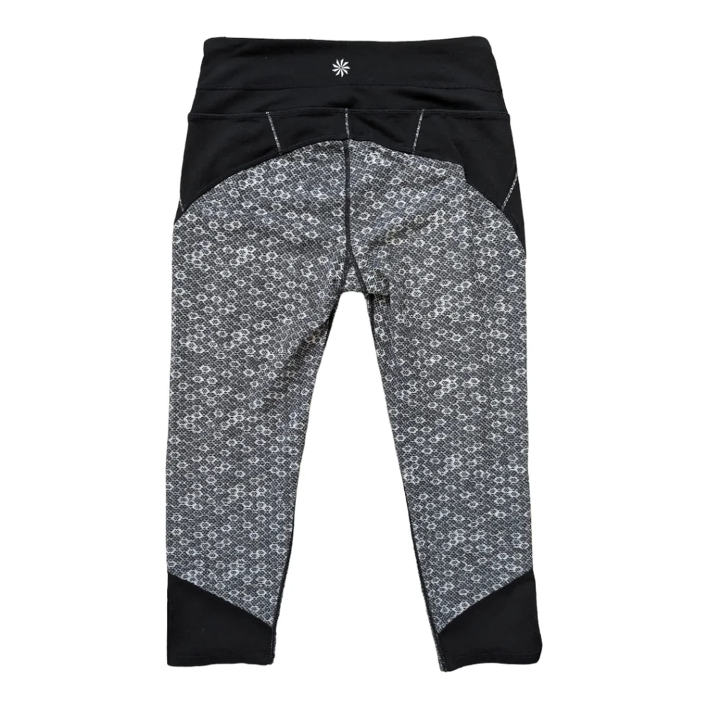 Athleta Honeycomb Connect Crop Leggings Gym Active black grey